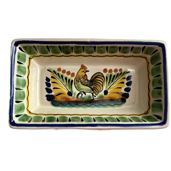 Vintage Rectangular Rooster Bowl Gorky Pottery Mexico - Picture 1 of 5